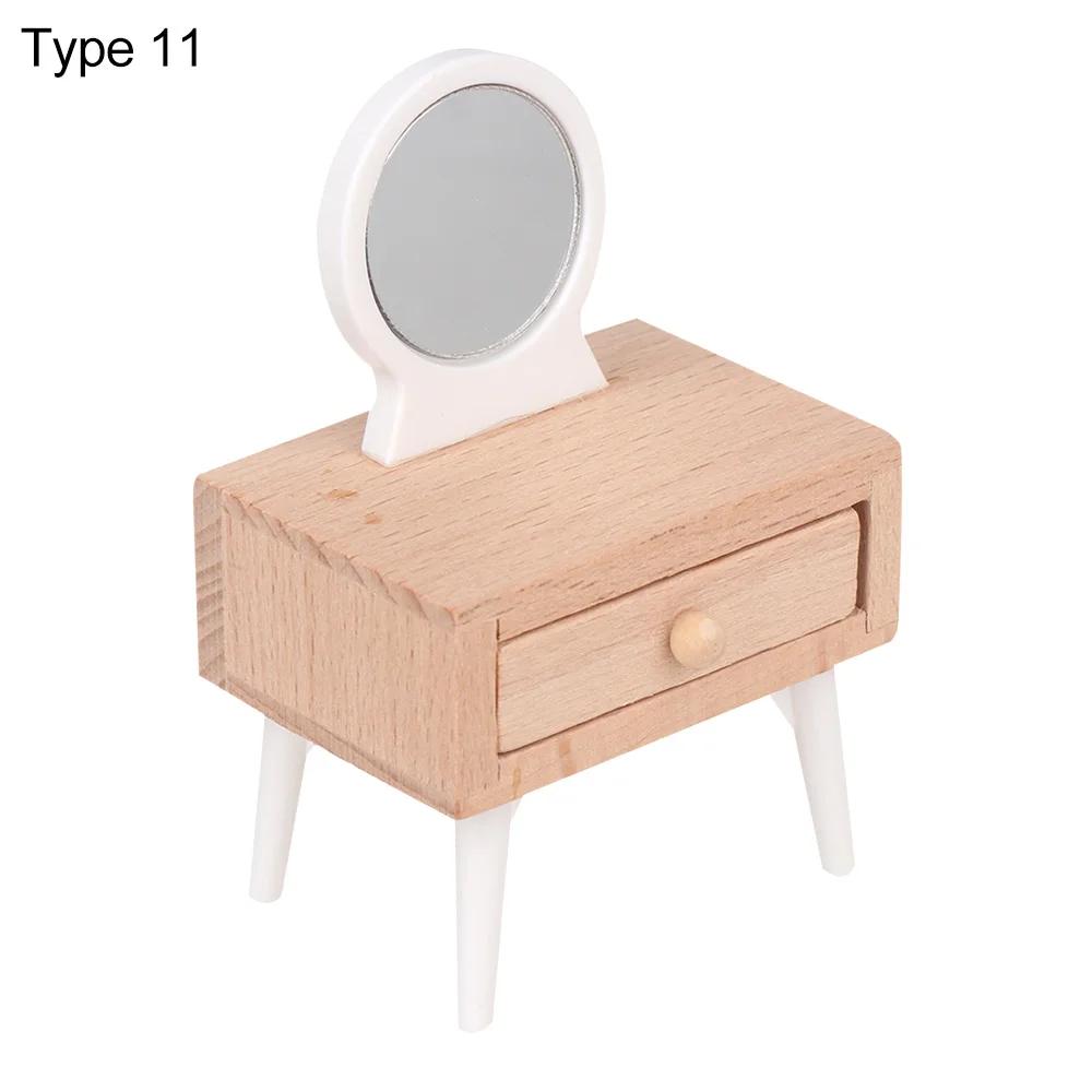 1:12 Dollhouse Furniture Miniature Television Bookshelf Bed Sofa Wooden TV Cabinet Chair Bedside Lamp Dolls House Accessories