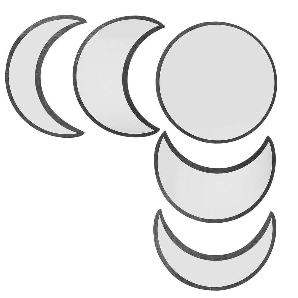Wall Mirror Acrylic Moon Cycle Change Mirrors Set for Home Bedroom Decoration OrnamentBlack