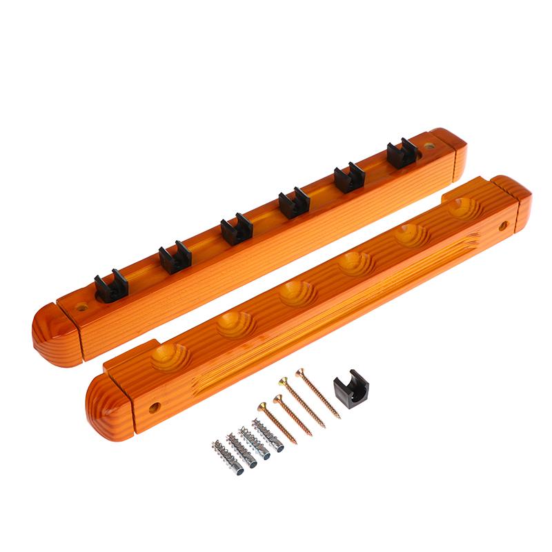 1Pc 6-Slot Wood Snooker Rod Hanging Bracket Wall-Mounted Pool Rod Holding Stands Professional Durable Tools Billiard Accessories