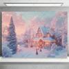 Winter snow scene, white pine forest, artistic background, dreamy glitter bow, family portrait, party decorations4769