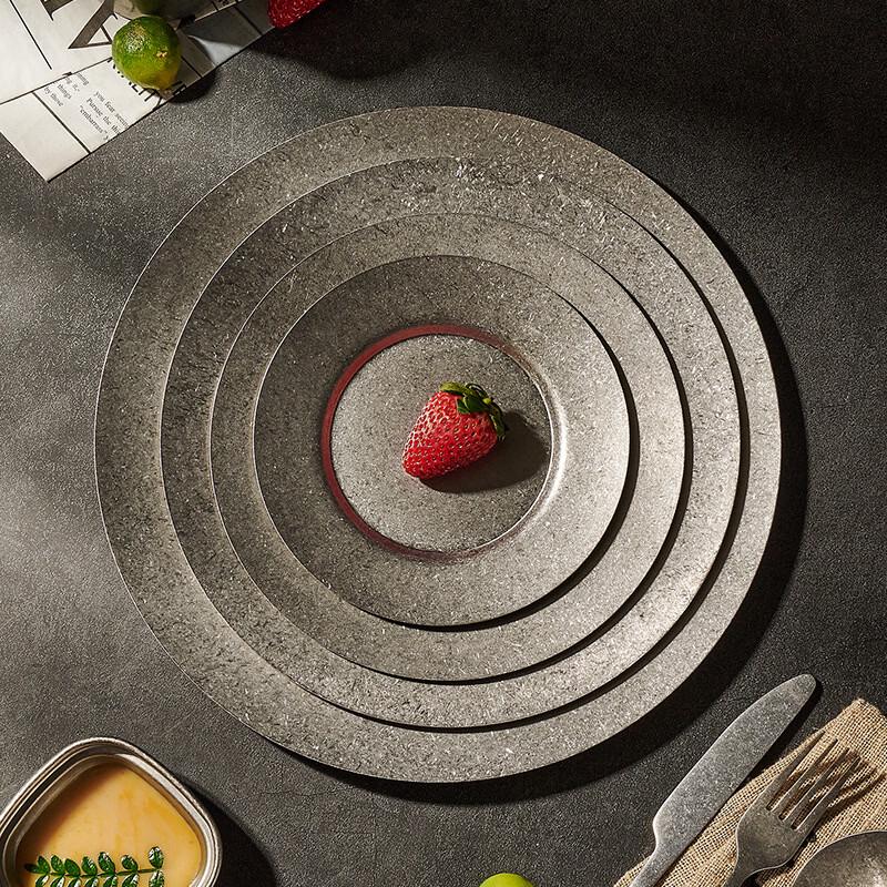 Retro Japanese Stainless Steel Square Compartment Plate