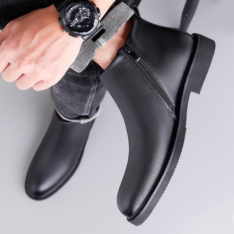 Fashion Designer Casual Retro Men's Ankle Boots Autumn Winter Velvet Soft Sole Cow Leather Cotton Shoes Men Fashion Chelsea Boots Male