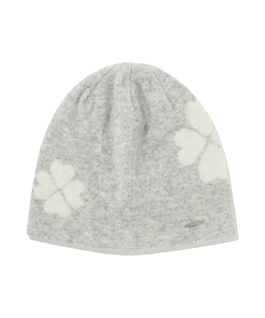 COVERNAT WOMAN Clover Heart Angora Pattern Beanie Gray
