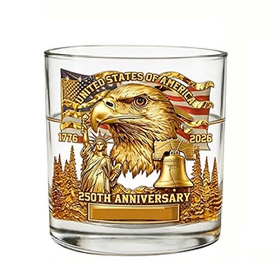 America 250th Anniversary Glass We The People Whiskey Glass Liquor Bourbon Cocktail Glass Patriotic Gift for Father's Day or Veterans