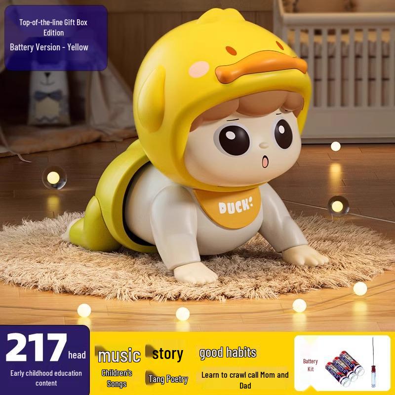 Baby Crawling and Learning Doll for 0-1 Year Olds – Head Lifting and Educational Training Toy for 3+ Months