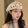 Japanese Style Flower Hat Breathable Crochet Knitted Cap Brimless Hollowed Out Beret  Holiday