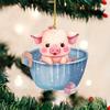 Adorable Acrylic Cartoon Pig Bucket Pendant For Car Interior Decoration Unique Design