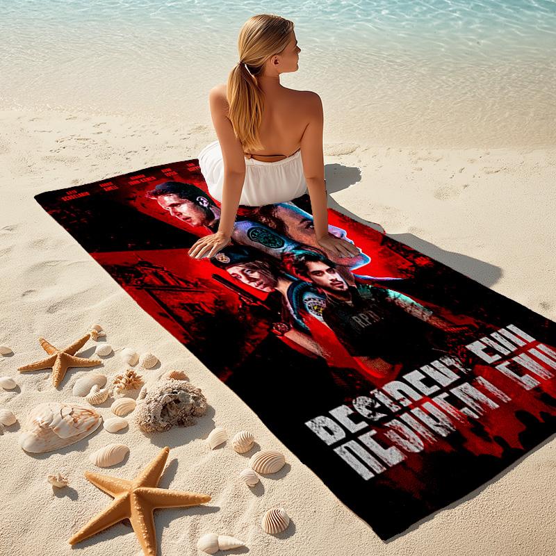 Resident Evil game, Umbrella Corporation, soft beach towel, outdoor camping vacation swimming beach towel, outdoor absorbent bath towel, Q7