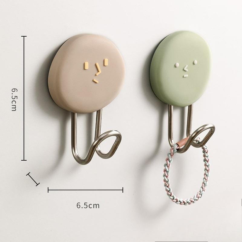 

Маленький мультяшный крючок с выражением, высокая грузоподъемность, без сверления, клей без следов, самоклеящийся крючок для ванной и кухни на дверь 2pcs светло-зеленый/серый