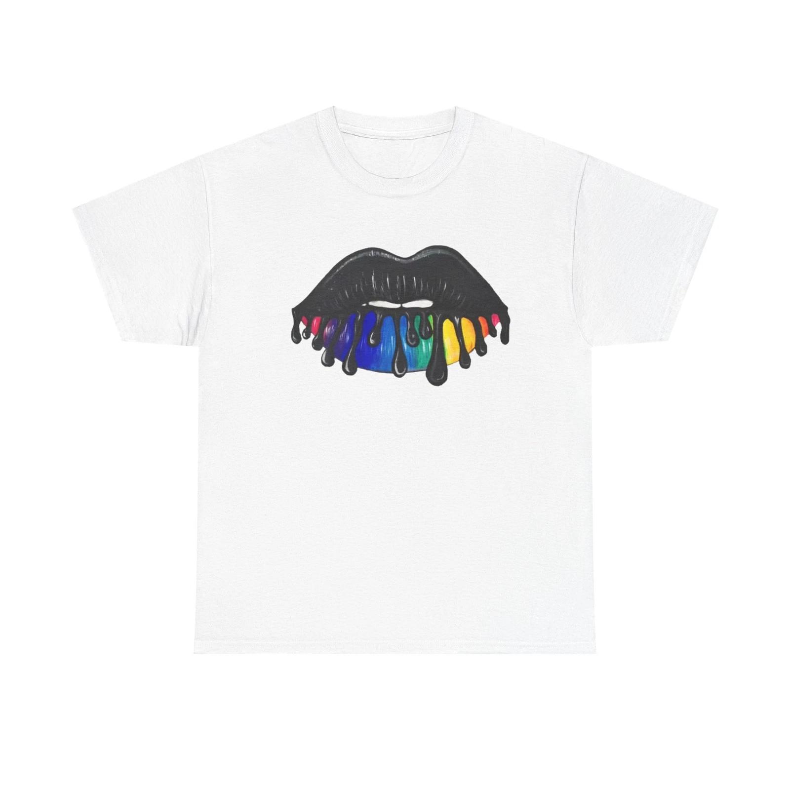 Men s and Women s T-shirts Rainbow Lips L