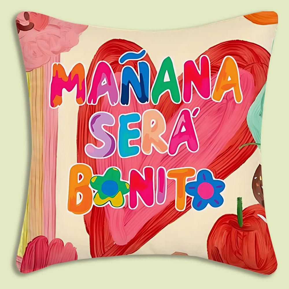 Manana Sera Bonito Karol G Pillow Covers Cartoon Sofa Decorative Home Double-Sided Printing Short Plush Cute Cushion Cover