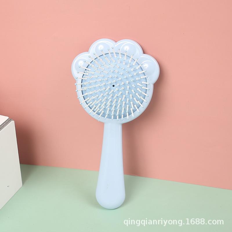 Solid Color hand-held Cat's Paw Shape Comb Traveling Portable Small Massage Comb Women Girl Air Cushion Hair Brush Styling Tool