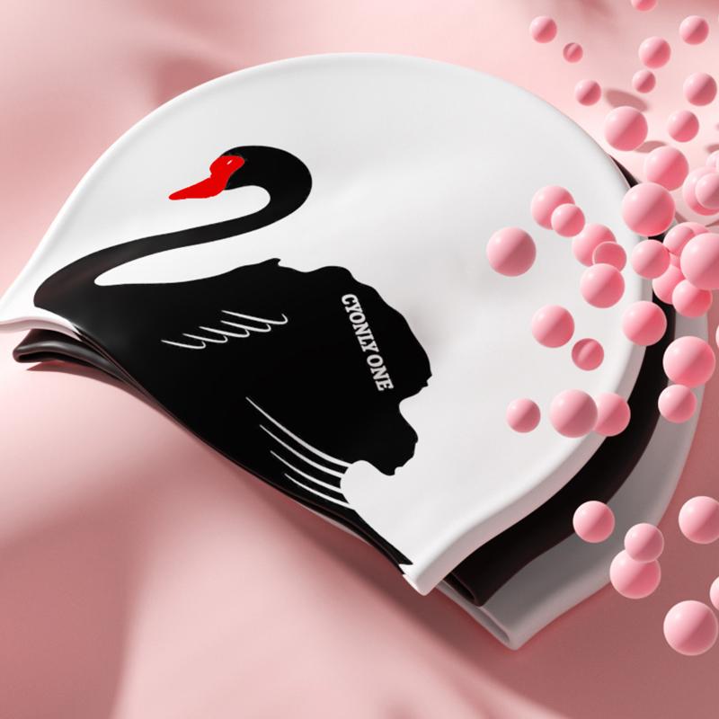 Adult Swim Caps, Silicone Waterproof Comfortable Swimming Cap for Women, Long and Short Hair