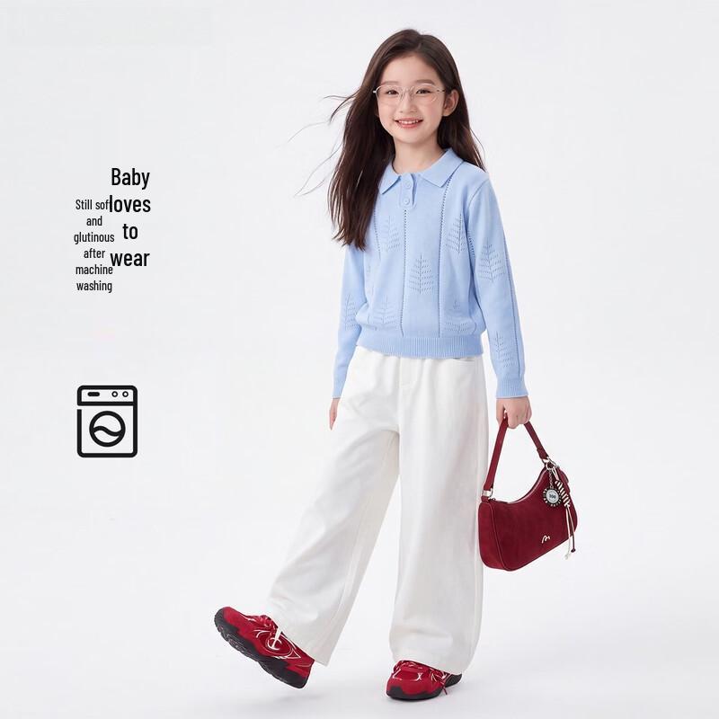 Hanhanxiang Girls' Old Money Style Sweater and Wide-Leg Pants Set