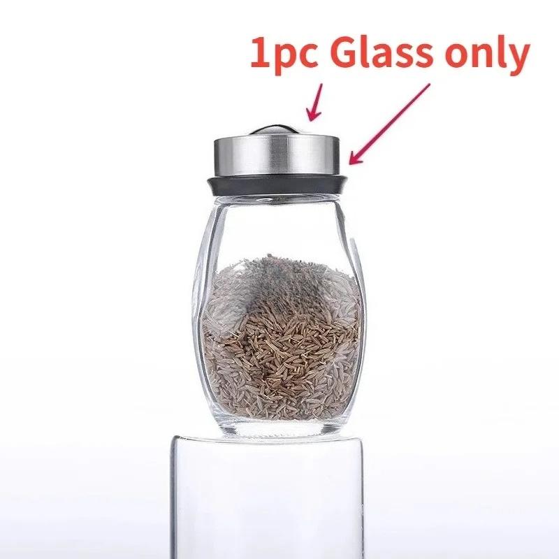 1/7pcs Spice Jar Glass Organizer Rotating Glass Seasoning Sugar Pepper Bottle Frame Salt Shakers Holder Kitchen Storage Rack