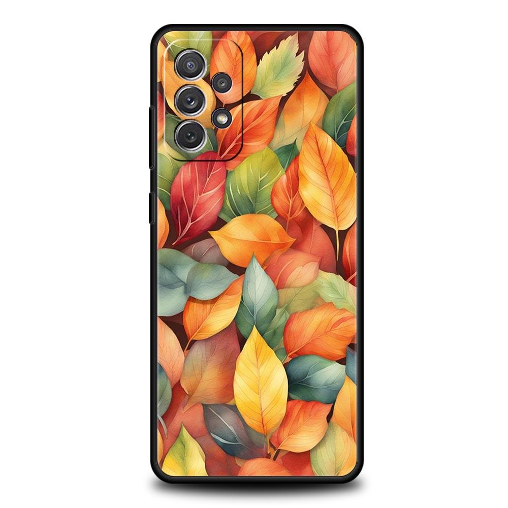 Cartoon Leaf Phone Case for Samsung Galaxy A55 A35 A15 A14 A13 A25 A54 A51 A71 A72 A73 A32 A52 A41 5G Soft TPU Shell Fundas Bags
