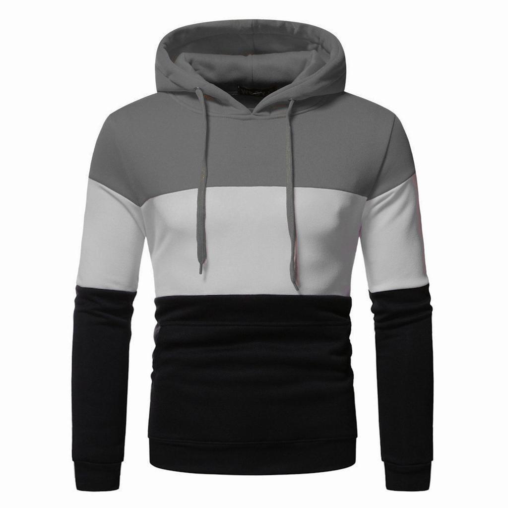 Herren Winterfleece-Kapuzenpullover: Grenzüberschreitende Color-Block Casual Sweatshirtjacke