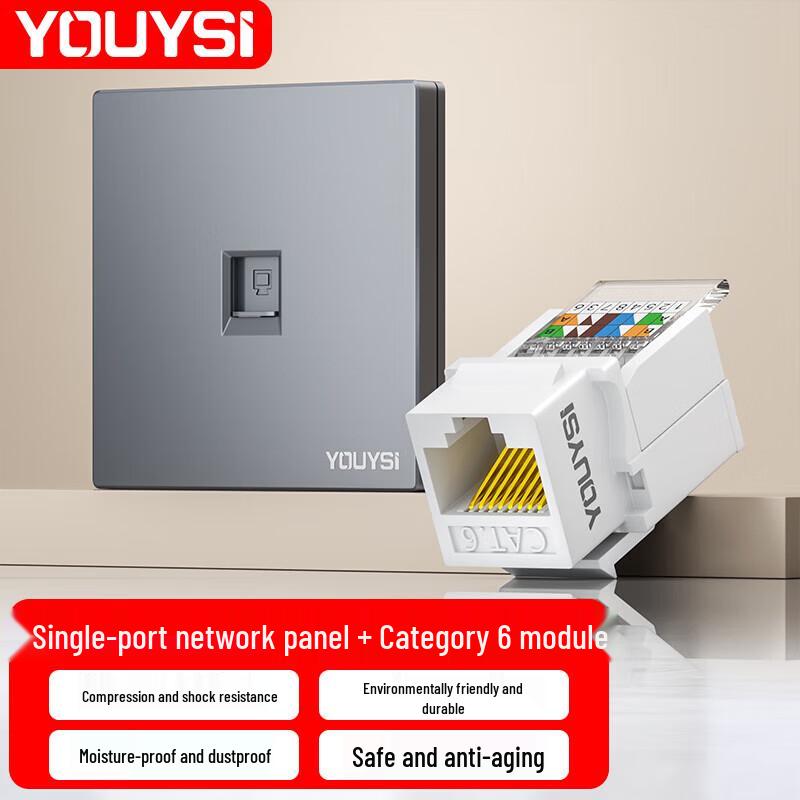 YOUYSI Gigabit Cat6 Single Port Network Wall Panel