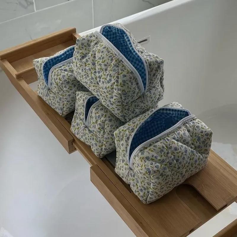Floral Print Travel Portable Minimalist Large Capacity Soft Storage Makeup Bag