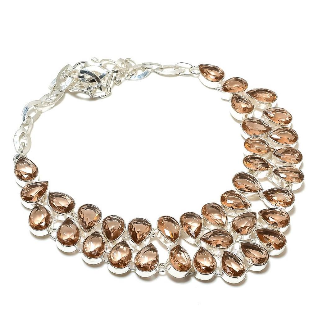 Lab Created Morganite Necklace 18" Adjustable Chain Pear Cut Gemstone Jewelry