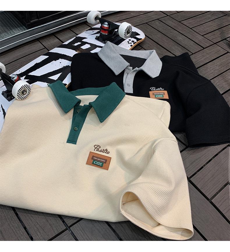Men's Retro Trend Heavy Cotton Short-Sleeved Polo T-Shirt