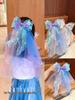 Moon Rabbit Children's Fairy Bow Sequin Mesh Hair Clip - Little Girl Mermaid Princess Veil Accessory