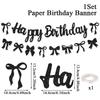Black Bow Birthday Flag Banner Happy Birthday Party Decor Kids Adults Hanging Banner Photo Backdrop Wedding Baby Shower Supplies