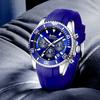 Sport Style Watch for Men Waterproof Chronograph Watch with Mineral Glass, Silicone Band Wristwatch