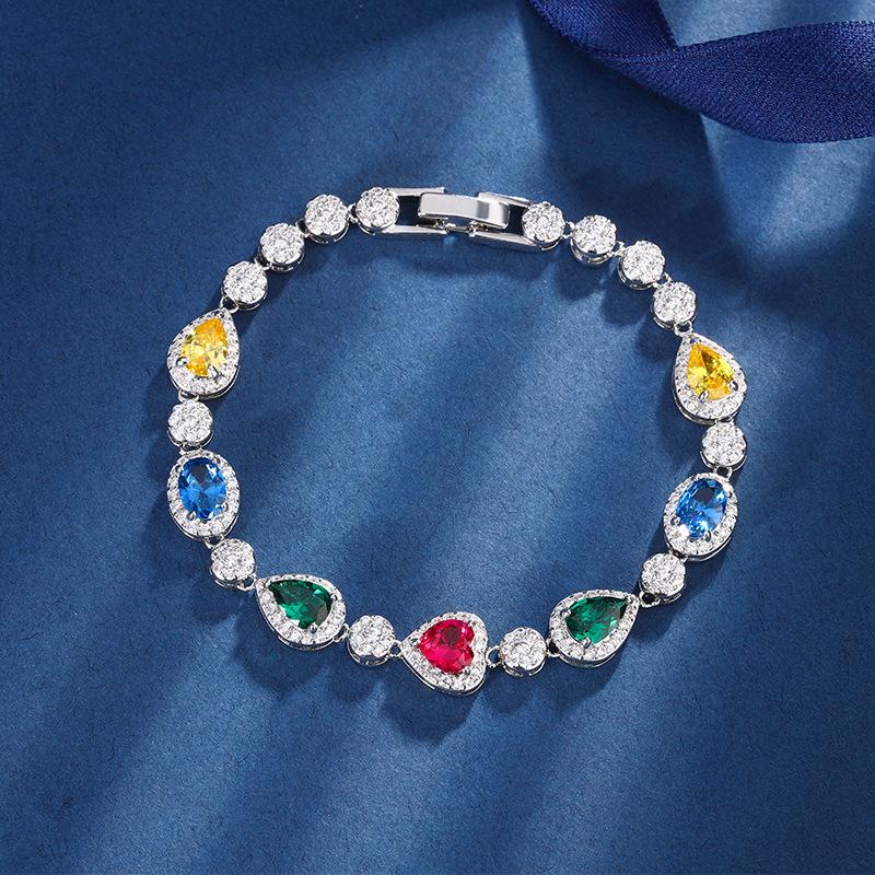 

Ювелирные изделия Ретро Имитация Цвета Сокровище Свет Роскошь Полный Бриллиант Конфеты Ретро Браслет Женский