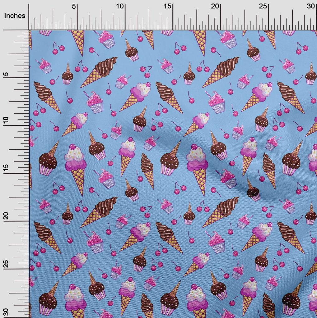 oneOone Cotton Flex Light Blue Fabric Kawai Craft Projects Decor Fabric Printed By The Yard 40 Inch