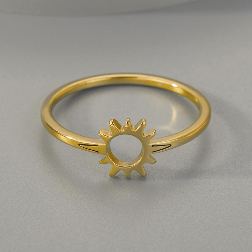 Kinitial 2025 New Simple Sun Imprint Hope Ring Ring Exquisite Stainless Steel Sweet and Cute Lady Faith Jewelry Christmas Gift