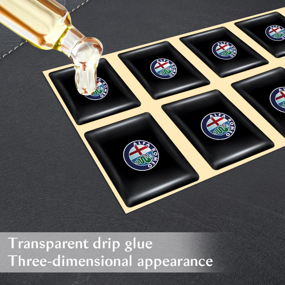 10pcs 3D Epoxy Car Stickers Body Auto Emblem Interior Dekoration For Alfa Romeo Mito Giulietta Myth 159 Sportiva Giulia 147 156TM6