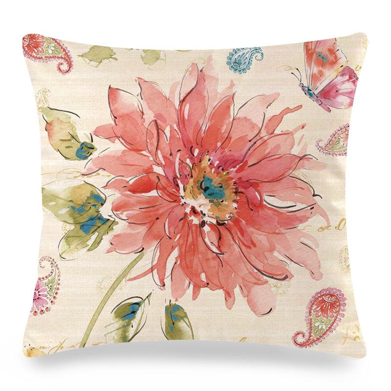 Watercolor Roses and Butterflies Digital Printing Short Plush Pillow Covers for Car Sofa Office Cushion Cover Home Goods