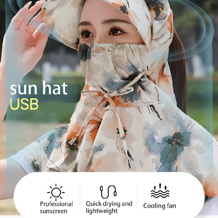 Summer Sun Hat with Fan for Women Girls Neck Flap Adjustable Hat Sunshades