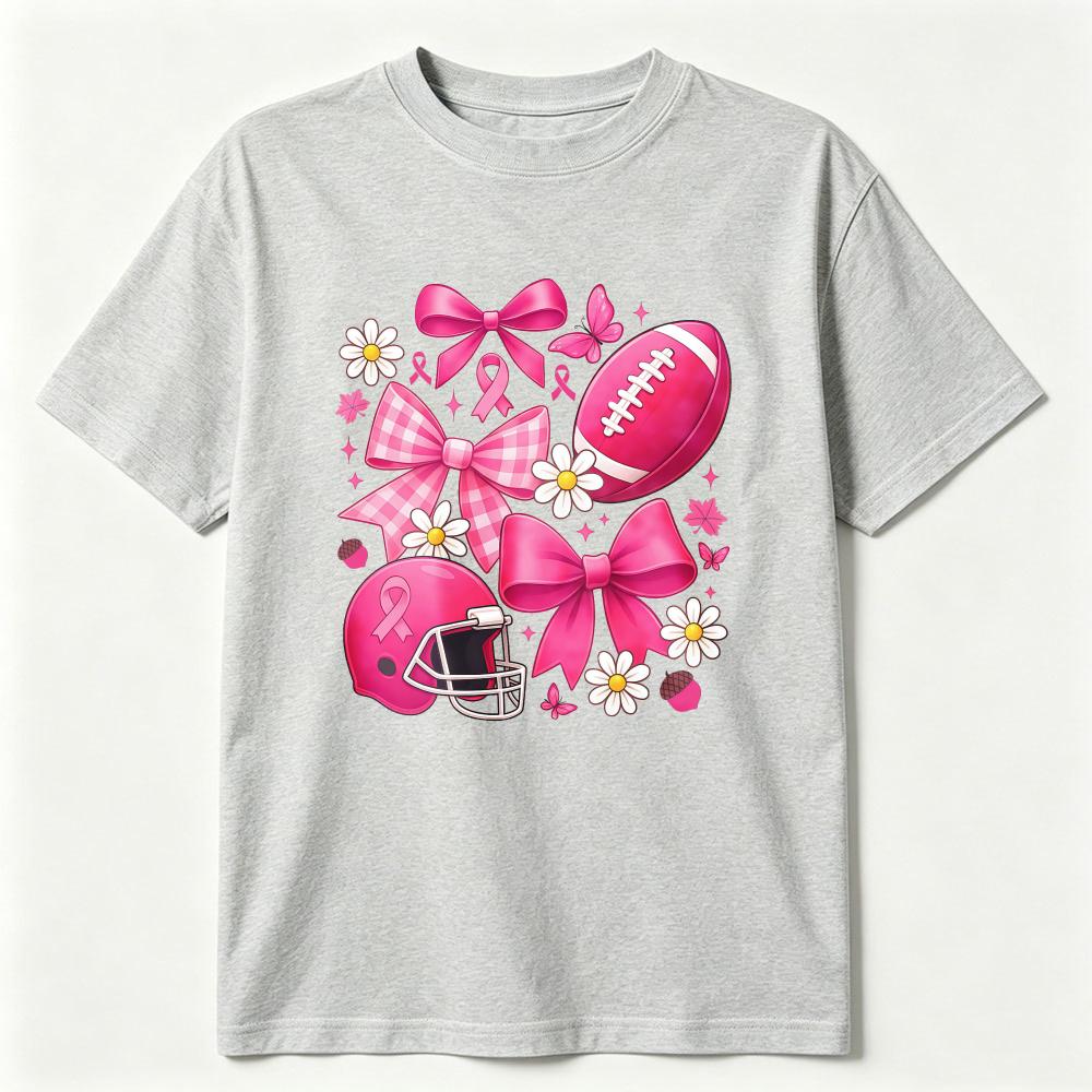 Breast Cancer Football Pink Out Tshirt Tackle Breast Cancer Tee Preppy Game Day Bow Tops Pink Ribbon Shirt Breast Cancer Shirt