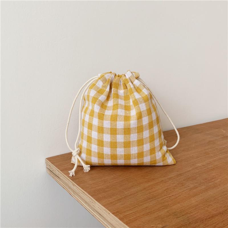 Small Fresh and Simple Large Square Cotton and Linen Drawstring Bundle Mouth Bag Storage Candy Tea Bag