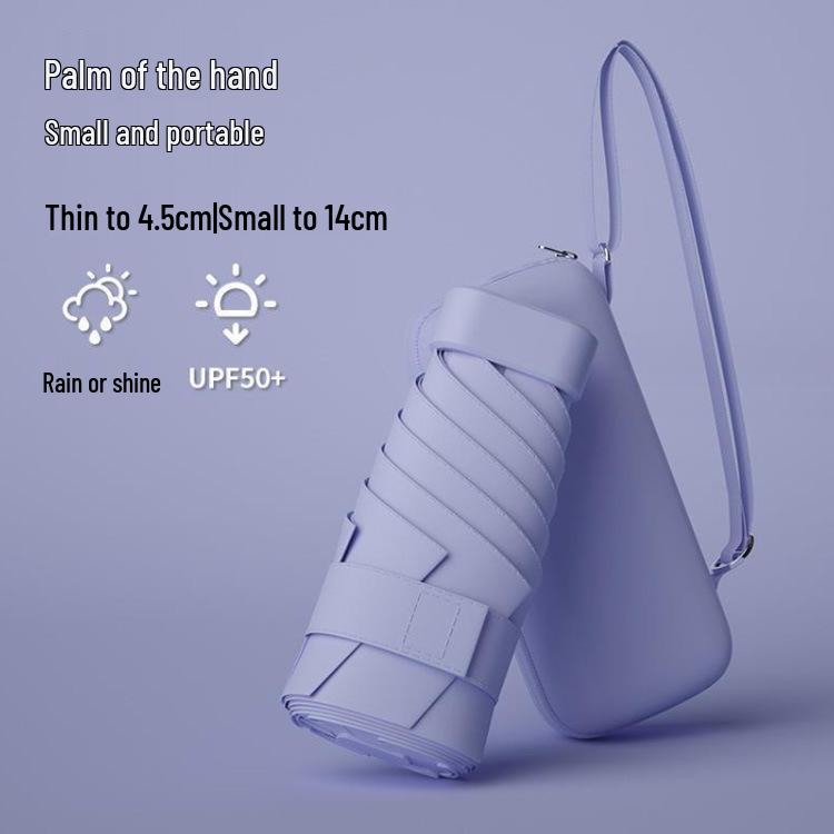 New Macaron Color Five-Fold Ultra-Light Sun Protection Compact Mini Umbrella with Buckle Handle