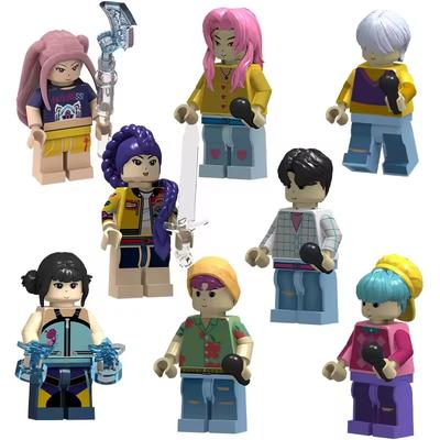 New Hot 8pcs K-POP Demon Hunters Building Blocks Cute Mini Action Figure Head Assembly Toy Children's Educational Christmas Gift