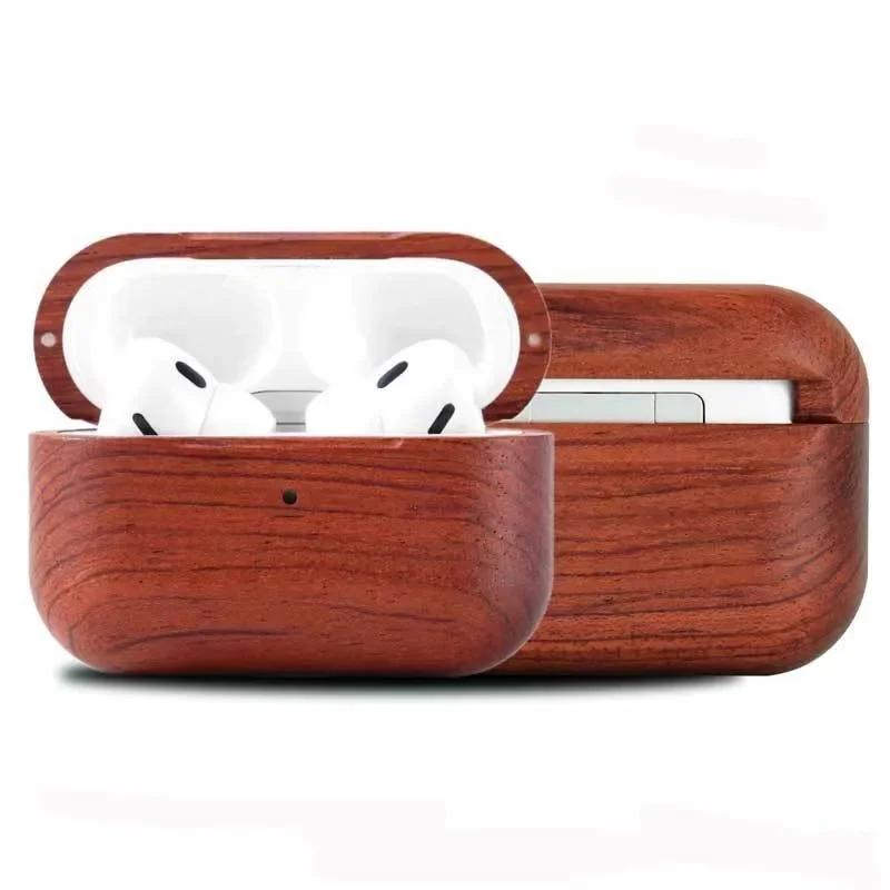 

Luxury High-end Solid Wood Earphone Case for Airpods Pro 2 Pro3 (2025) & Airpods 4 3 2 1 Full Protection Hard Cover+Short Strap for AirPodsPro2 розовый лес