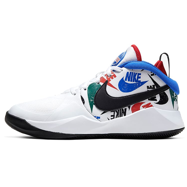 Nike Team Hustle D 9 Abrasion Resistant Breathable Mid top Performance Basketball Shoes Black White Blue Unisex CW5815-100