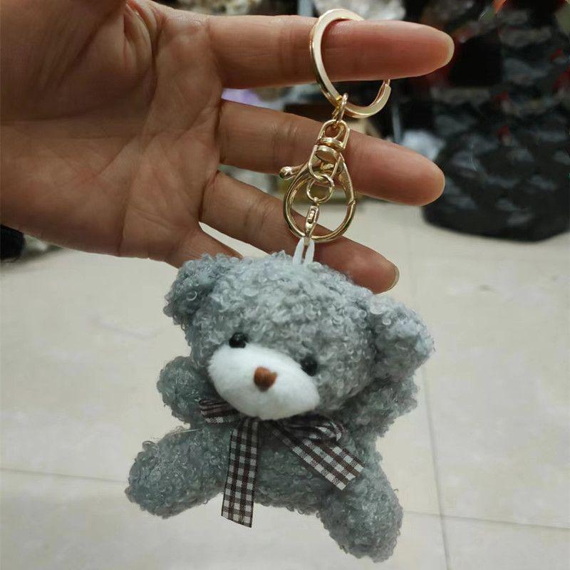 Cute Bow Tie Teddy Bear Keychain: Plush Toy Pendant for Backpack Decoration