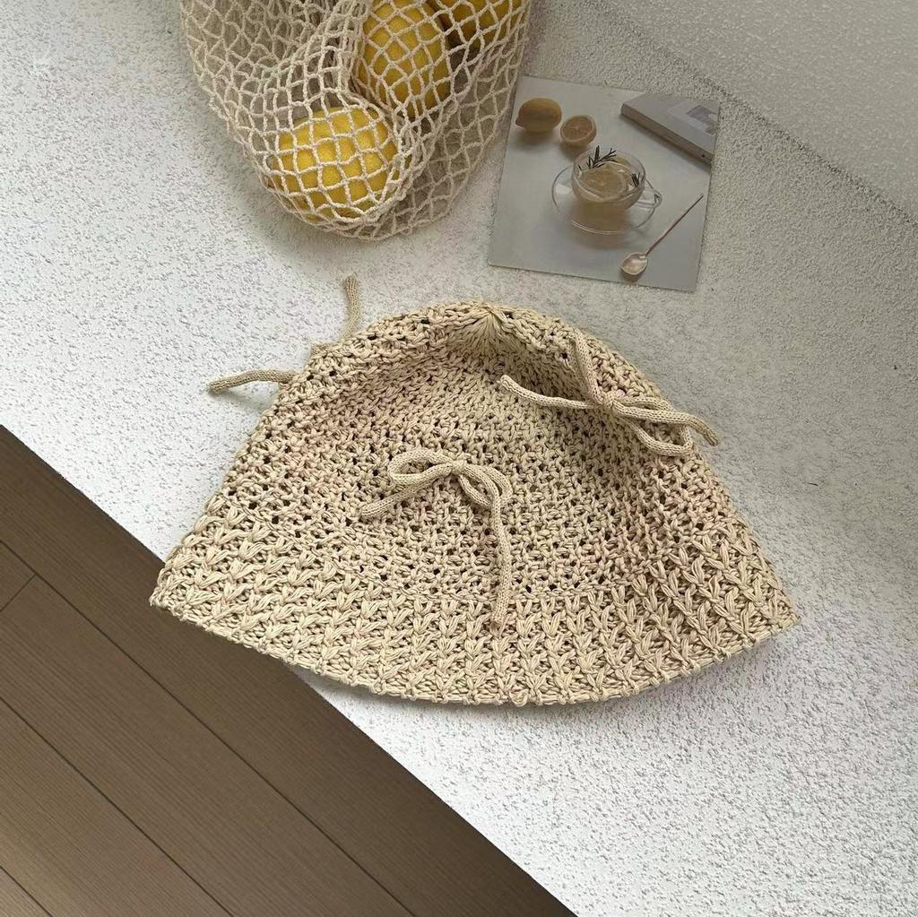 Korean Of Version Plaited Spring And Summer Lovely Bow Knit Womens Sunshade Hat