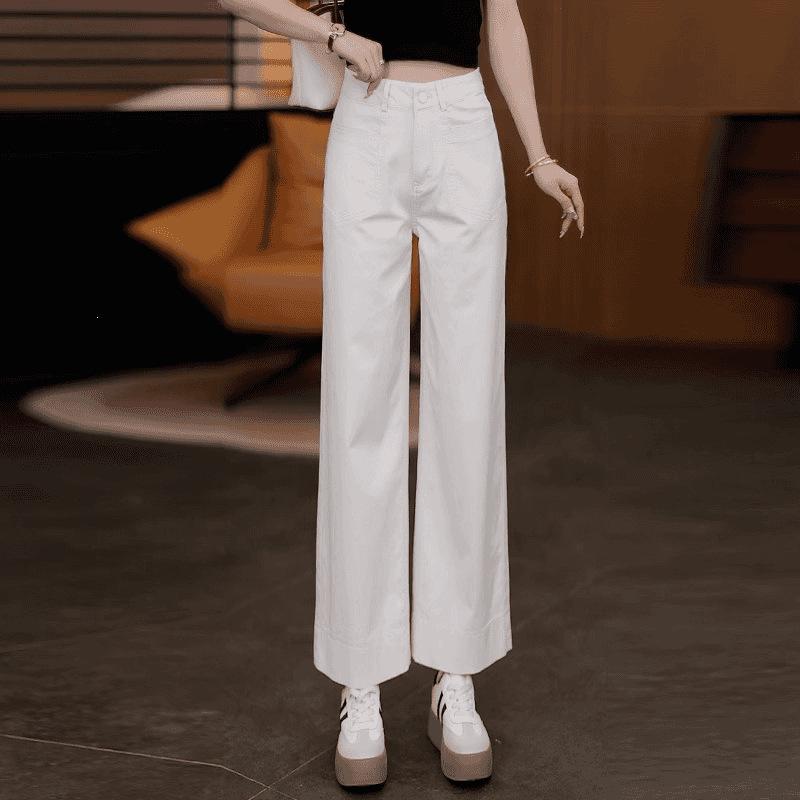 

Light Blue High-Waisted Tencel Cotton Wide-Leg Pants for Women - Summer 2026 Collection 4XL кремовый/белый