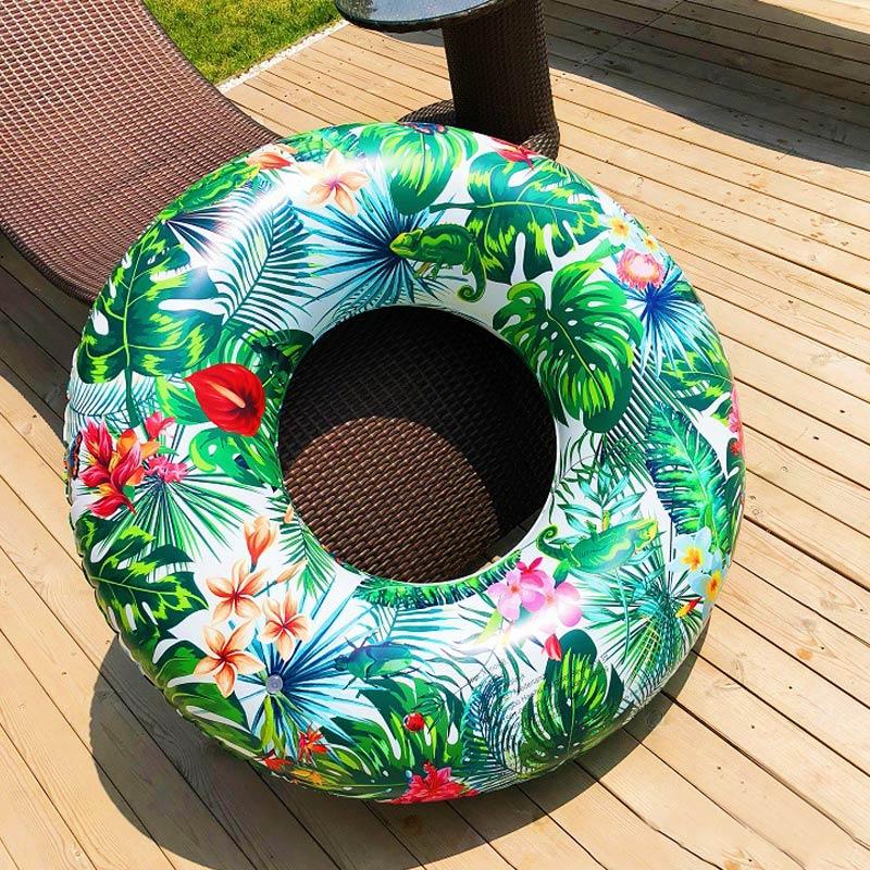

Tropic Jungle Printed Pool Floats for Adult Teens Inflatable Circle Swimming Ring Floating Seat Summer Beach Party Pool Toys зелений
