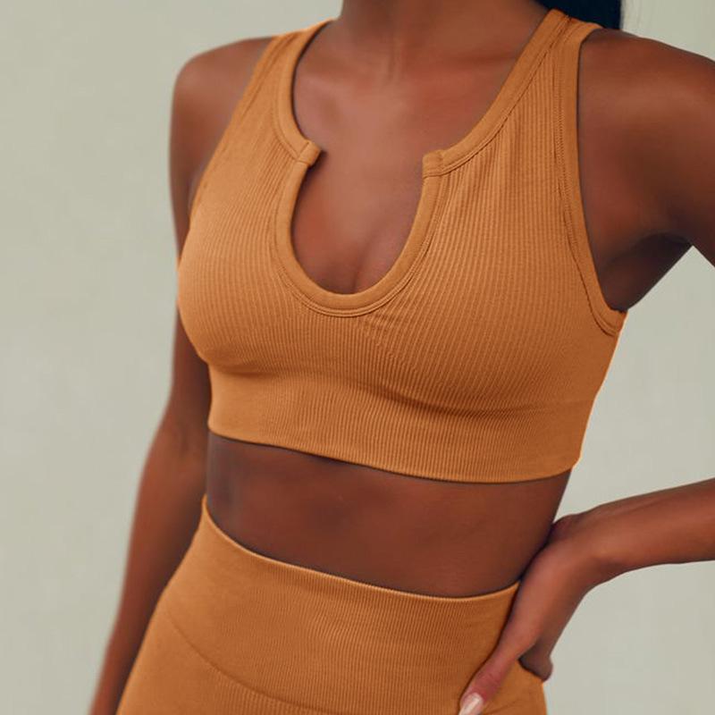 Girls' Summer  U-neck Vest Shorts Casual Sports Suit Sexy Yoga Suit Two-piece Set