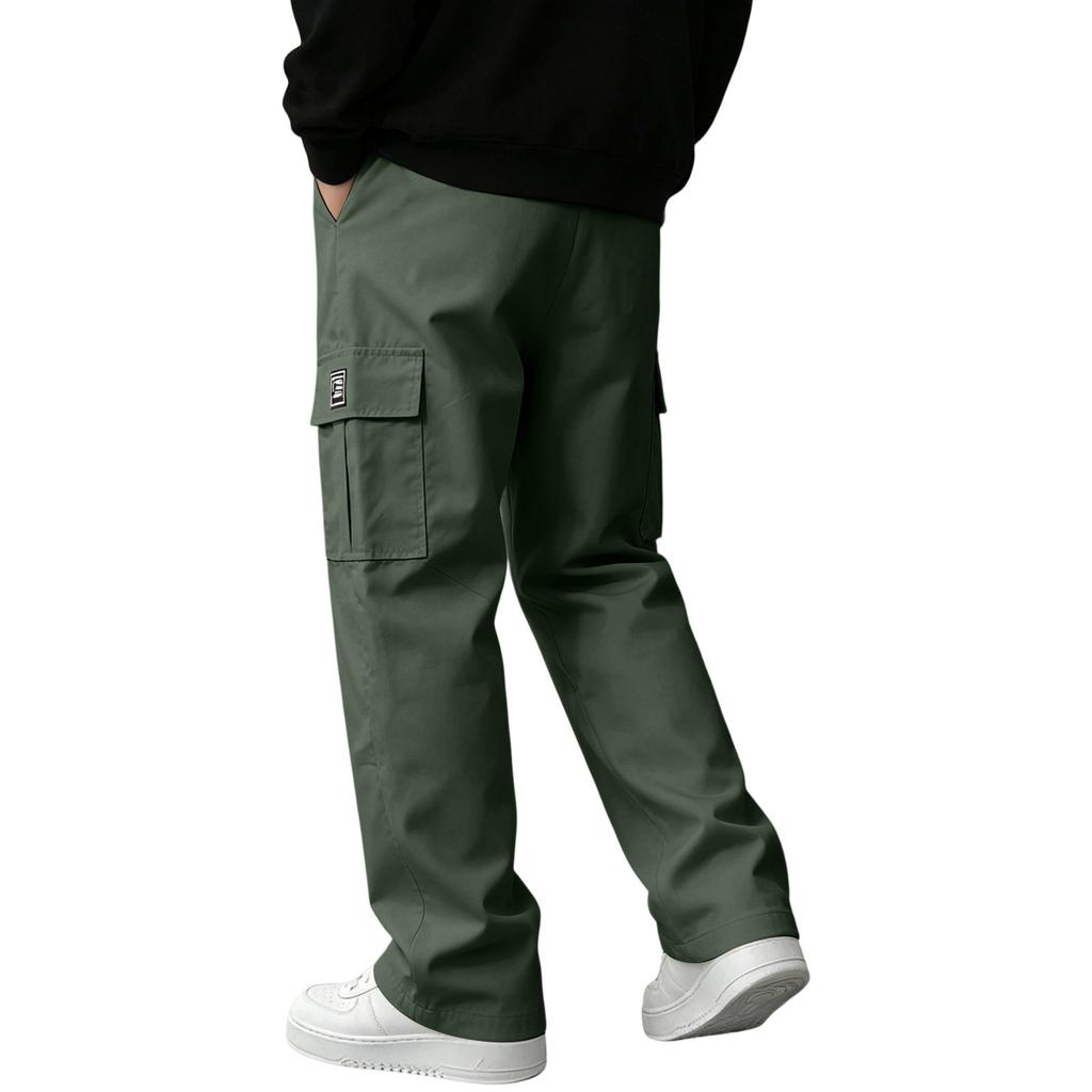 Herren Slim Fit Cargohose mit mehreren Taschen Gerades Bein Kordelzug Elastischer Bund für Lässige Tägliche Kleidung