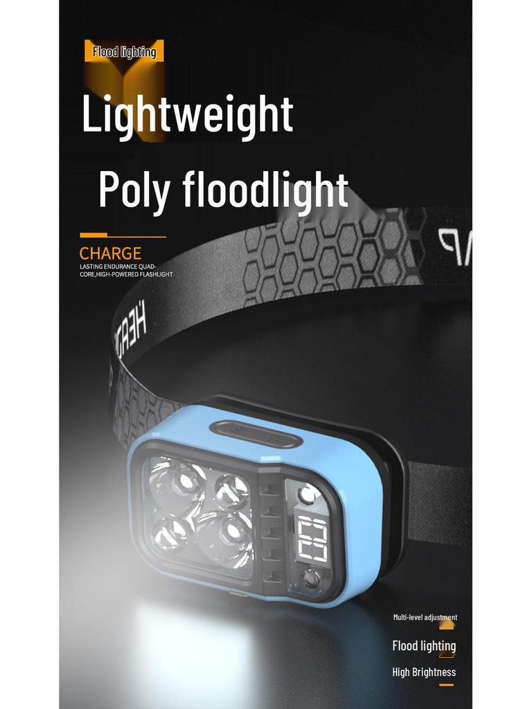 High Lumen LED Headlamp for Climbing & Fishing - Long Battery Life, Strong Light, Motion Sensor.