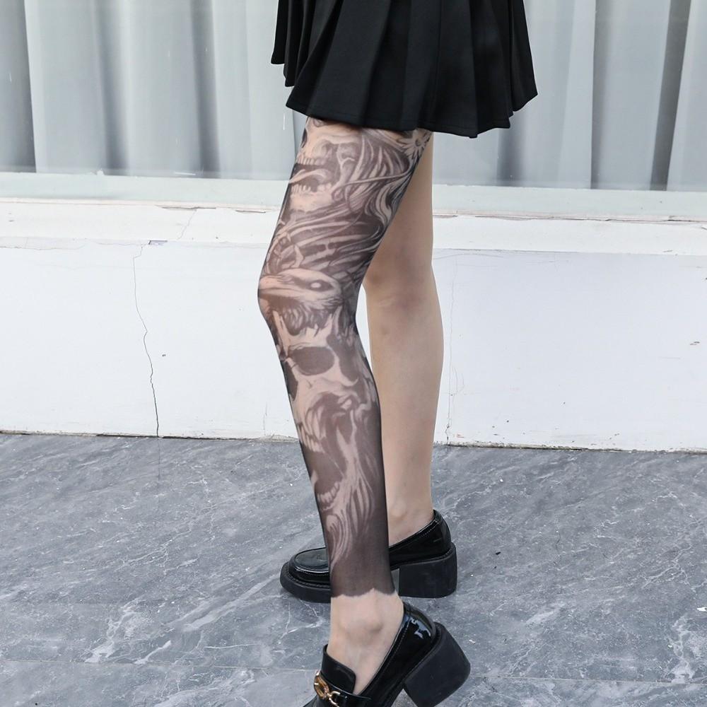 1pc Sexy Single-leg Socks Simulated Tattoo Tattooed Stockings Women's Printed Thigh Socks  Summer