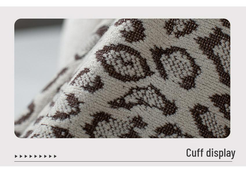 Autumn/Winter Leopard Print Fur Collar Batwing Sleeve Cardigan for Women