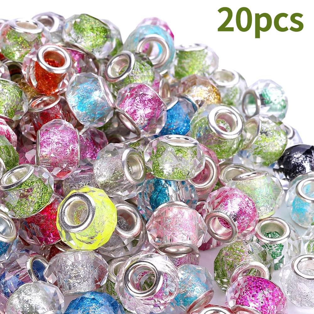 10/20/30 14mm European large hole spacing beads, glitter craft beads, various pendant light beads, necklaces, bracelets, jewelry making supplies